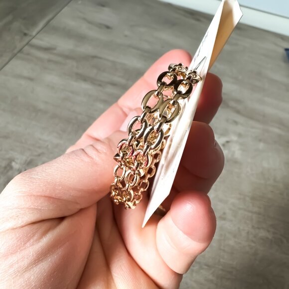 NWT On 34th Chain Link Medium Hoop Earrings, 1.2" Hoop Gold Tone Womens Earrings - Picture 6 of 7